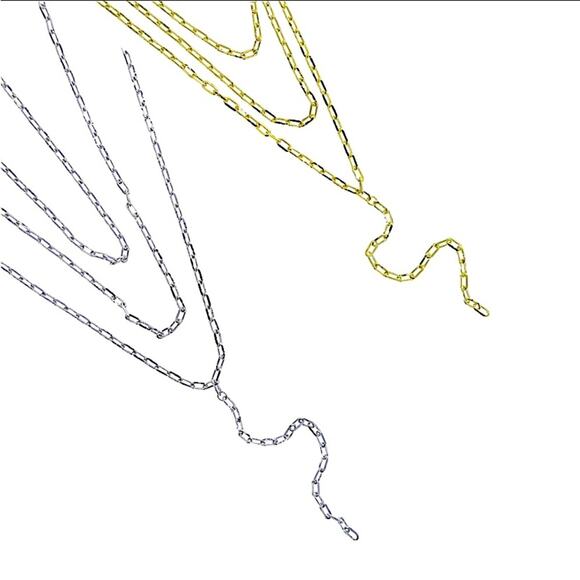 Sterling Silver Paperclip Necklace, Multilayer, Minimalist, Boho, Statement - Picture 5 of 5